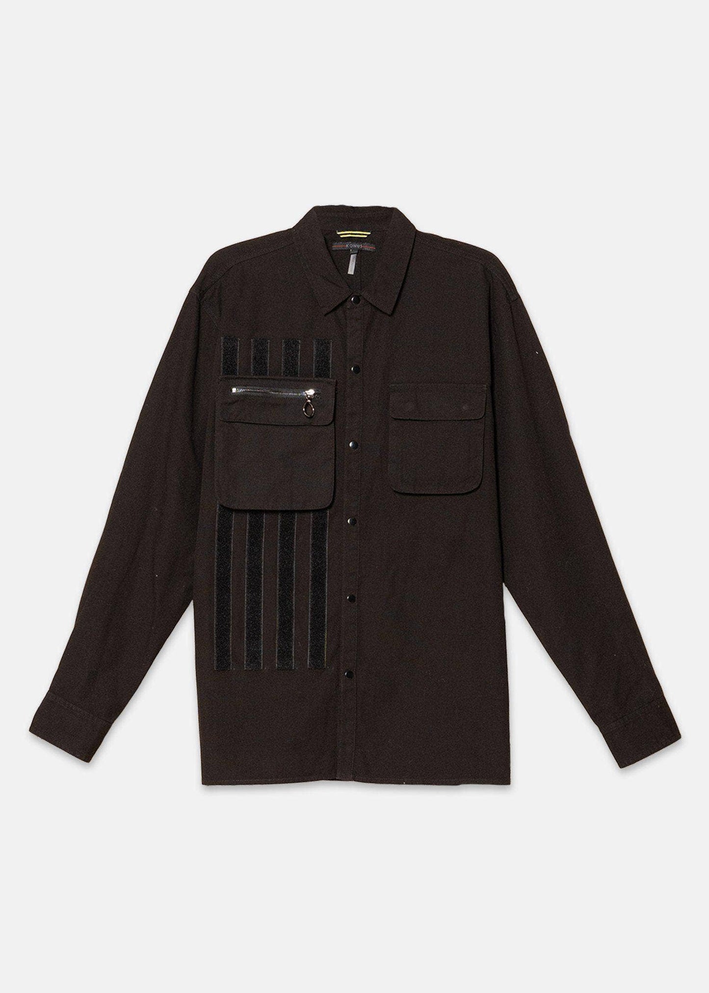 Konus Men's Canvas Shirt With Bellow Pockets in Black