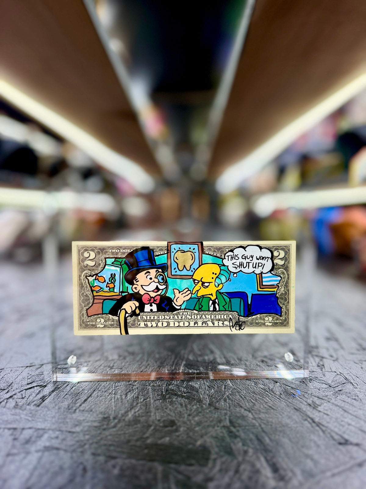 Mr Monopoly $2 Dollar Bill Art 53.5