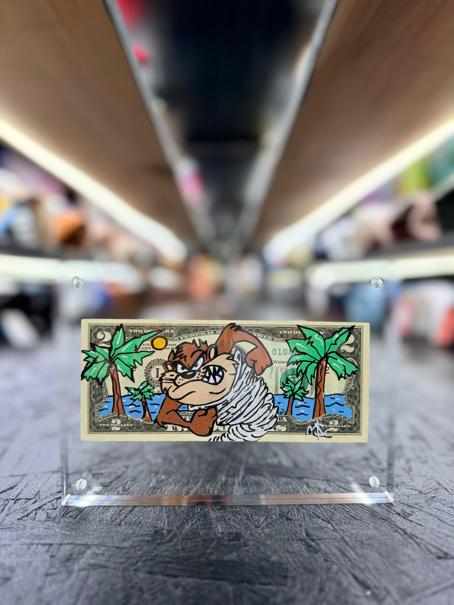 Taz $2 Dollar Bill Art