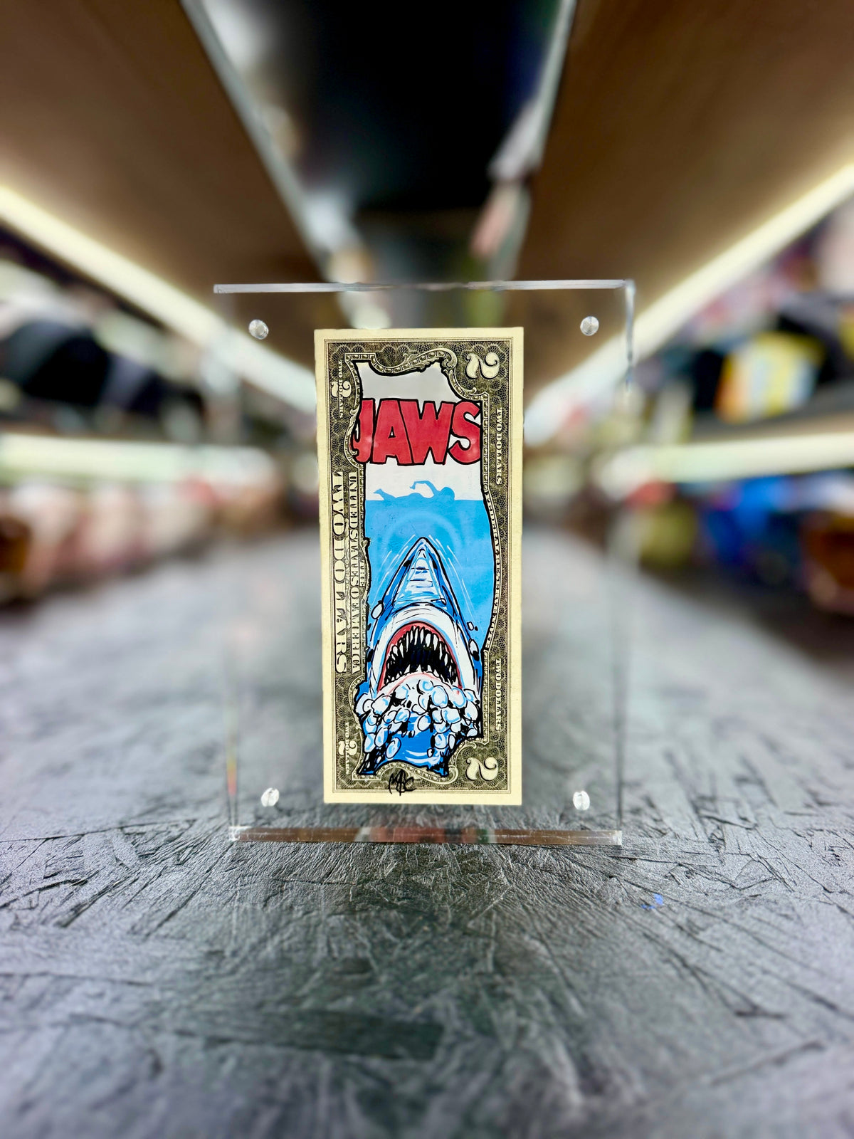 Jaws $2 Dollar Bill Art 12.7