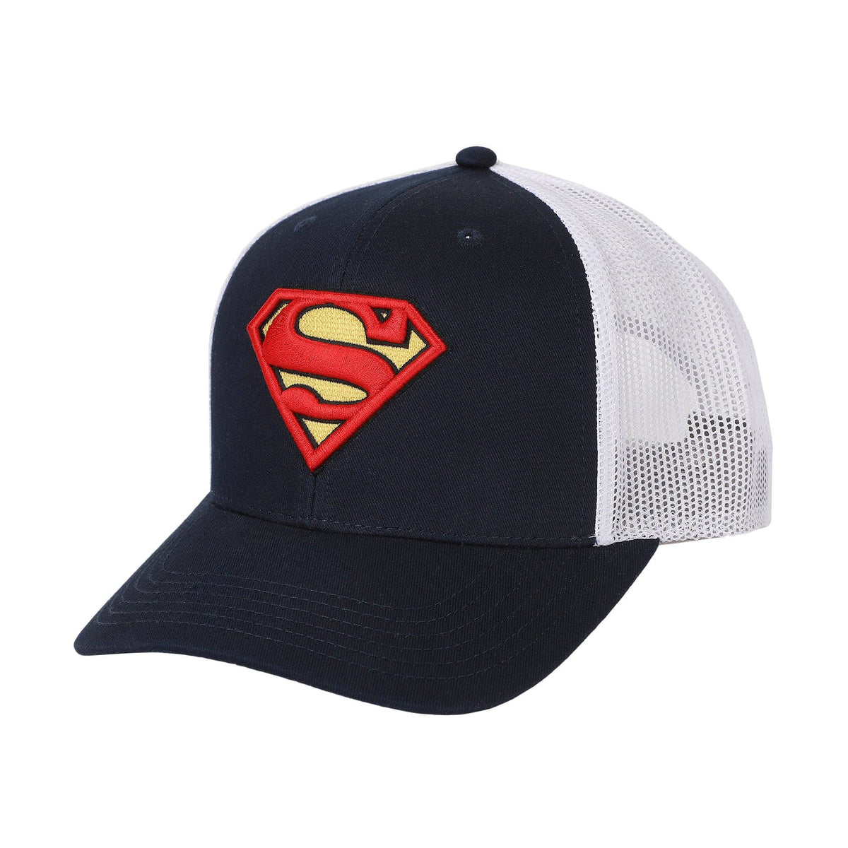 Superman 3D Embroidered Logo Navy Trucker Hat - Shop Cool Tricks