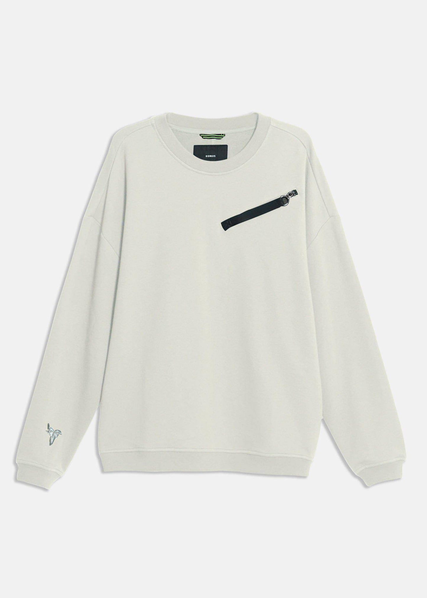Men's Zipper Chest Pocket Sweatshirt in  in Off White