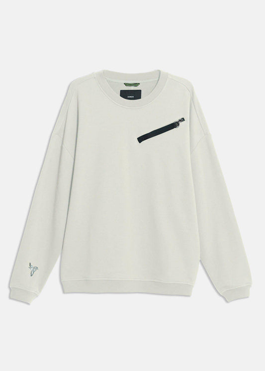 Men's Zipper Chest Pocket Sweatshirt in  in Off White