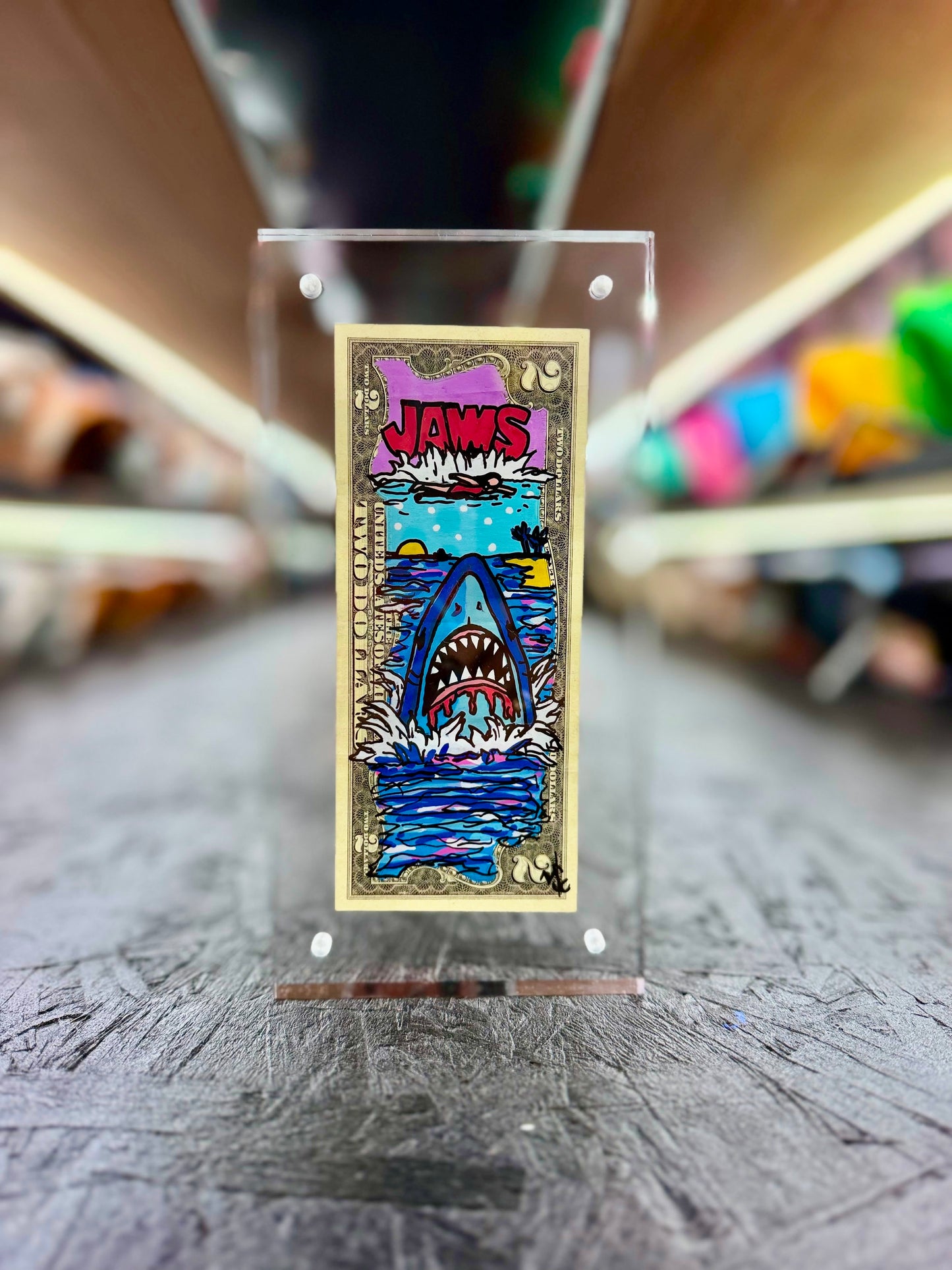 Jaws $2 Dollar Bill Art 10.7