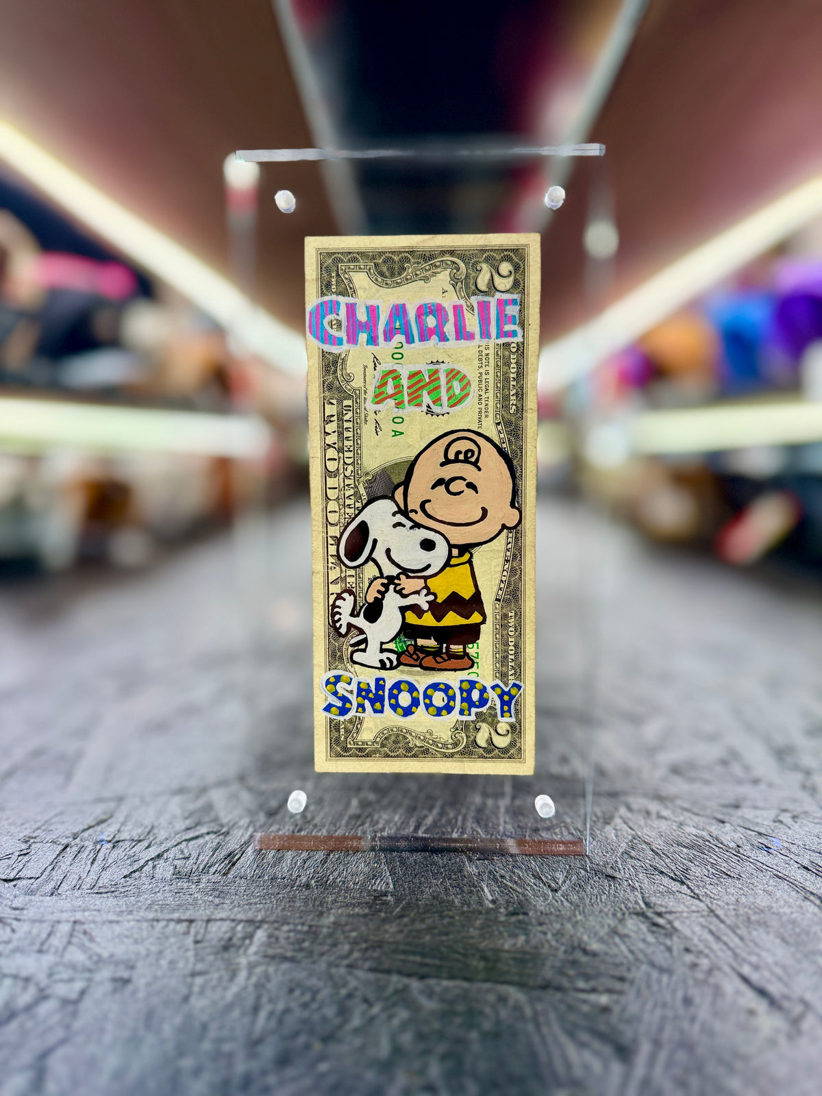 Snoopy & Charlie $2 Dollar Bill Art 17.7
