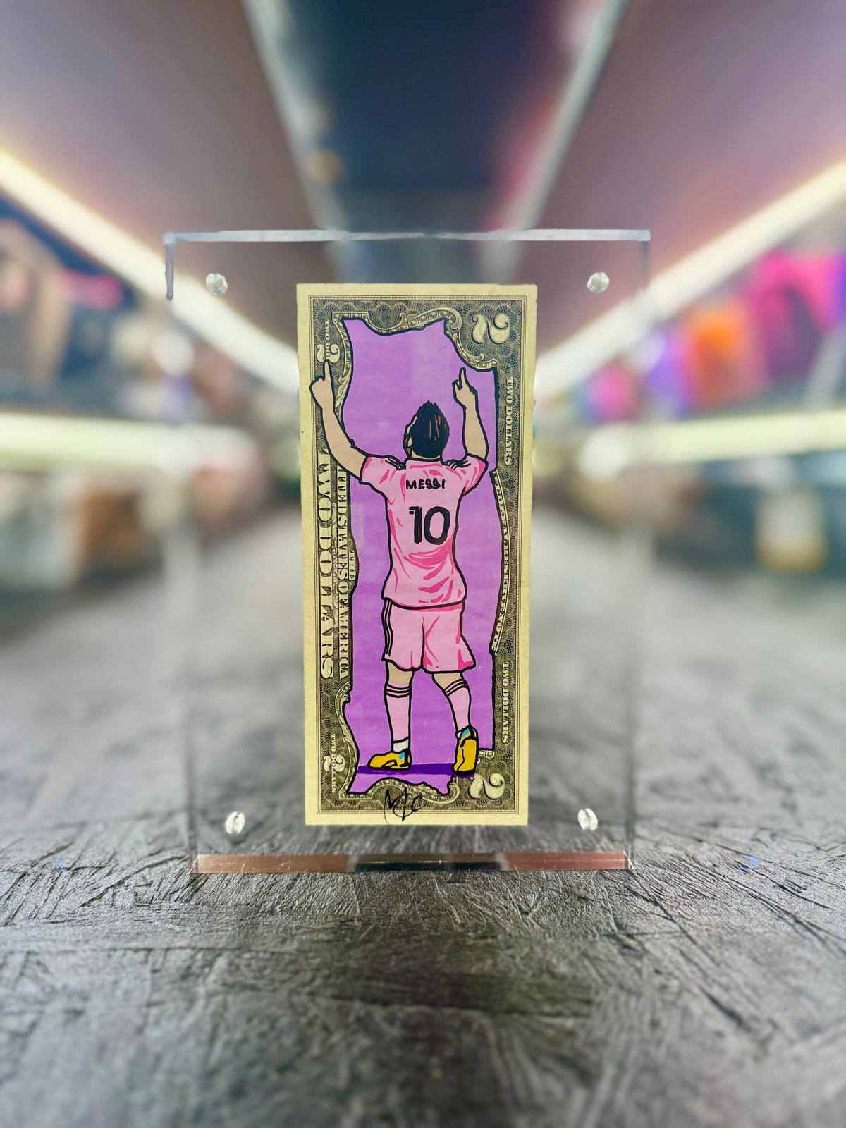 Messi Inter Miami $2 Dollar Bill Art 10.5