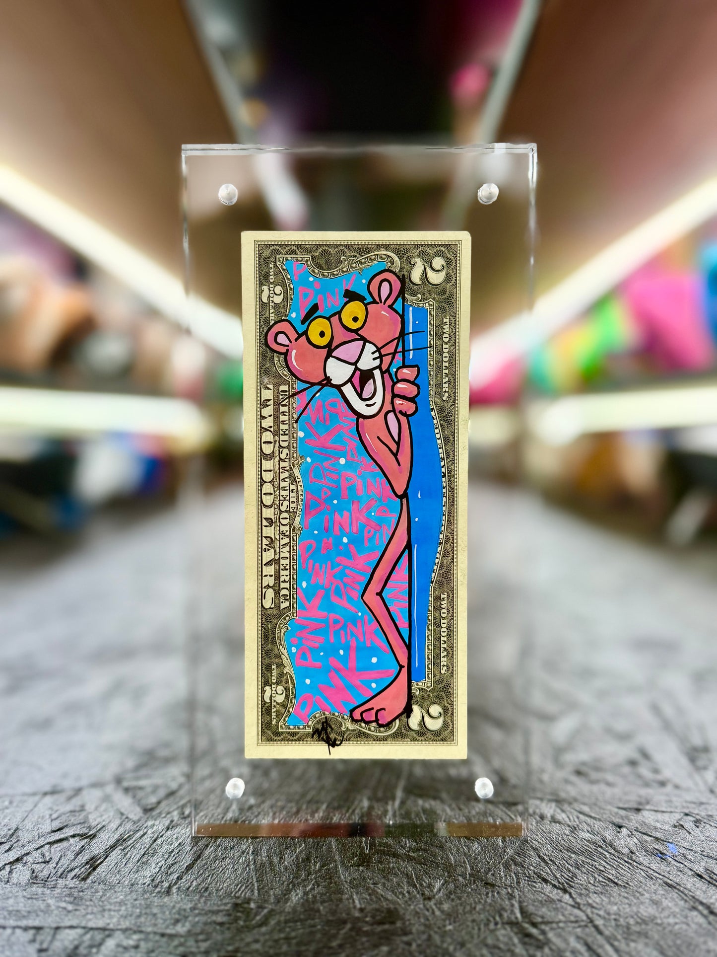 Pink Panther $2 Dollar Bill Art 10.3