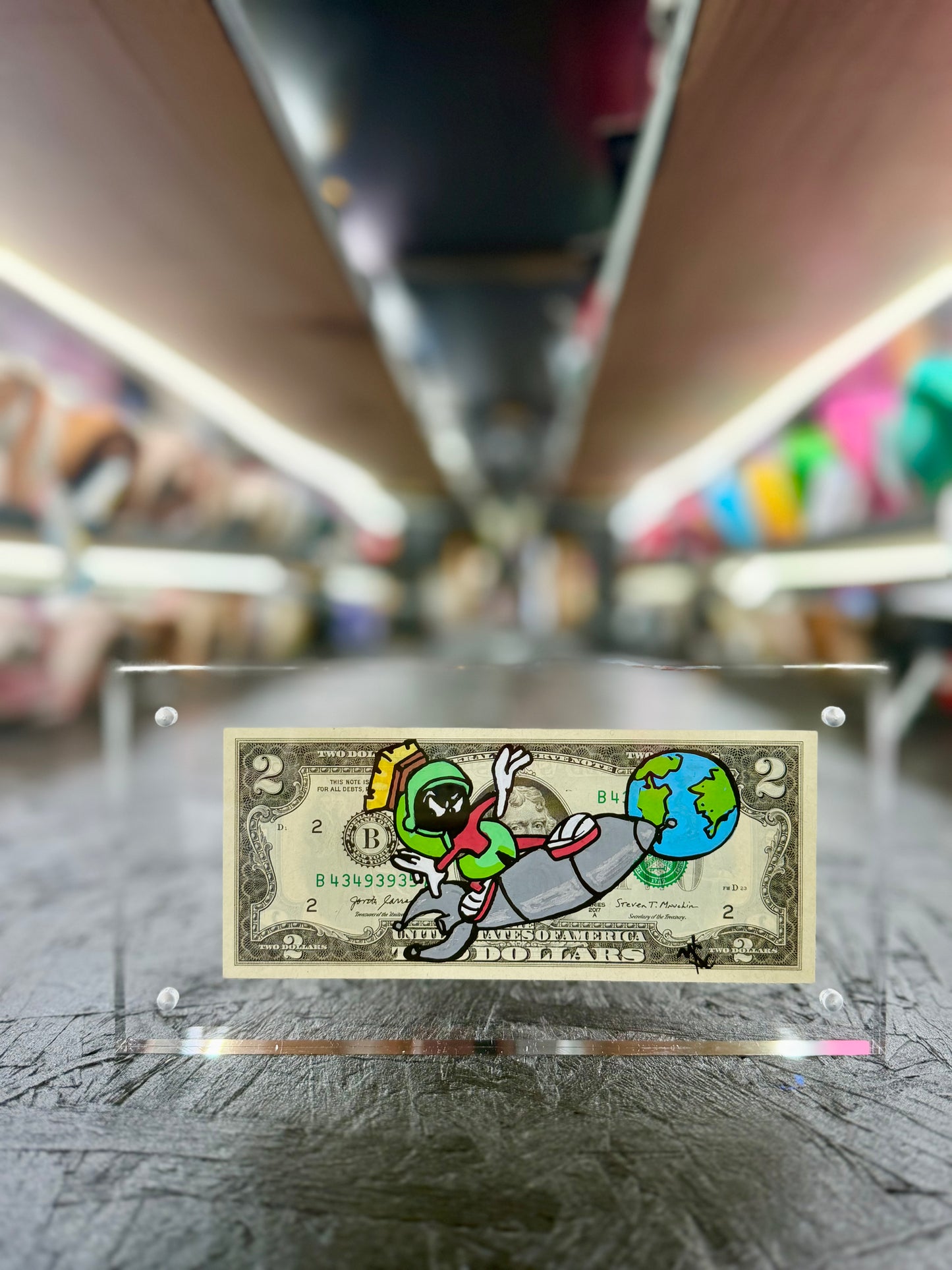 Marvin The Martian $2 Dollar Bill Art 5.0