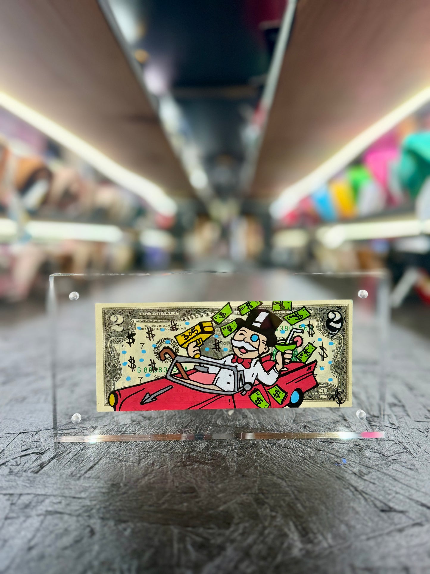 Mr Monopoly $2 Dollar Bill Art 18.7