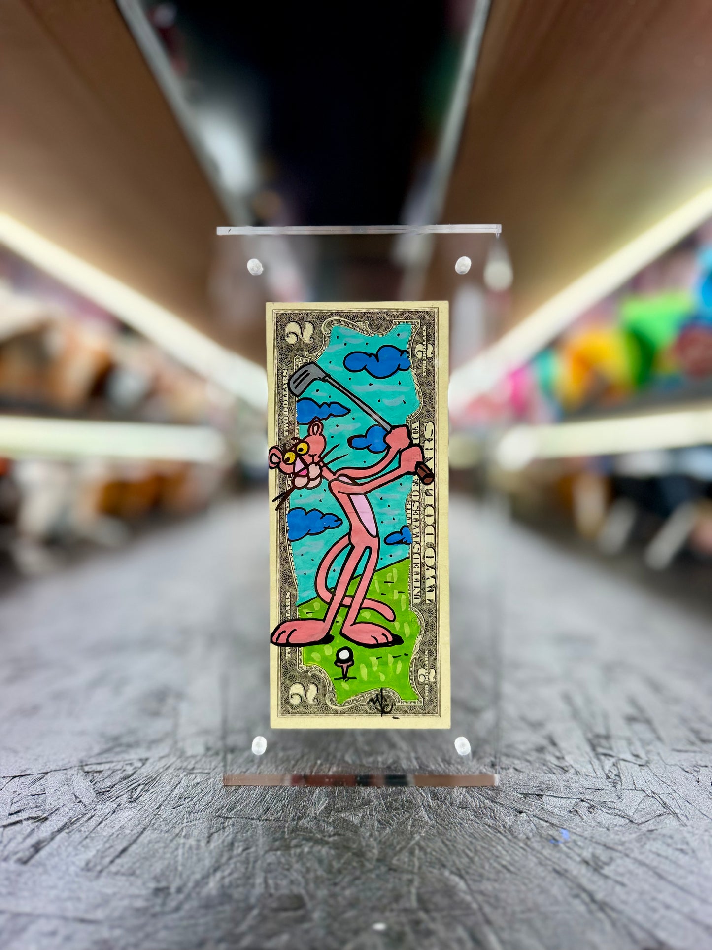 Pink Panther $2 Dollar Bill Art 10.4