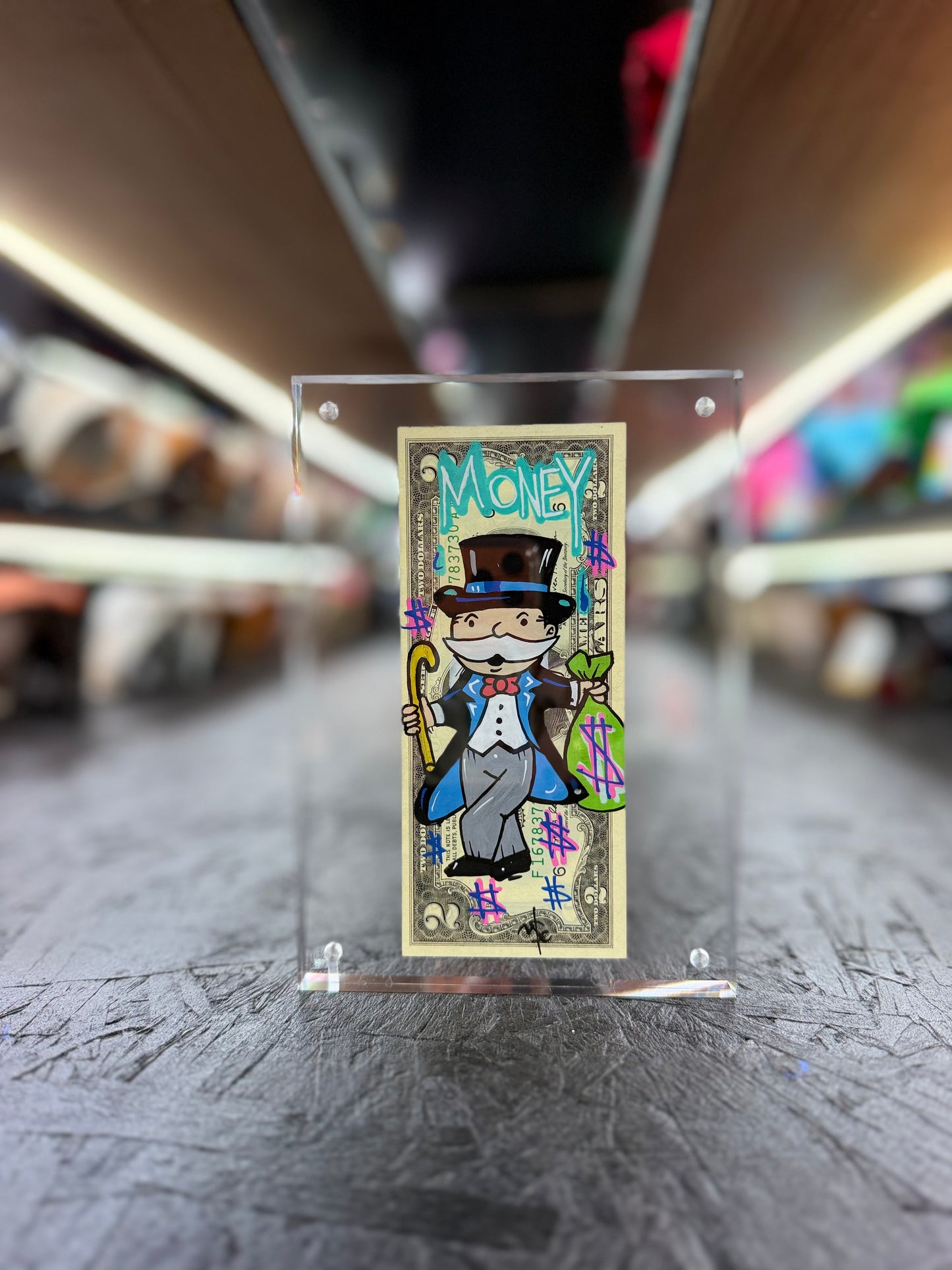 Mr Monopoly $2 Dollar Bill Art 31.6