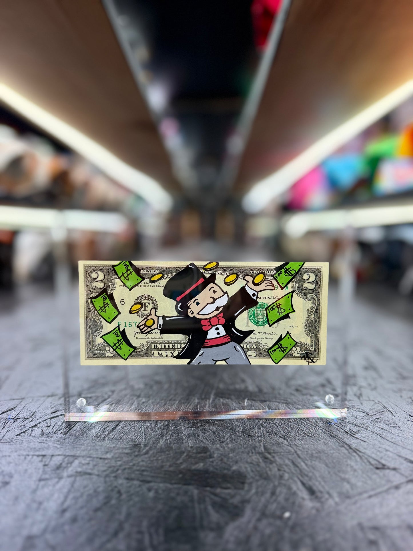 Mr Monopoly $2 Dollar Bill Art 31.8