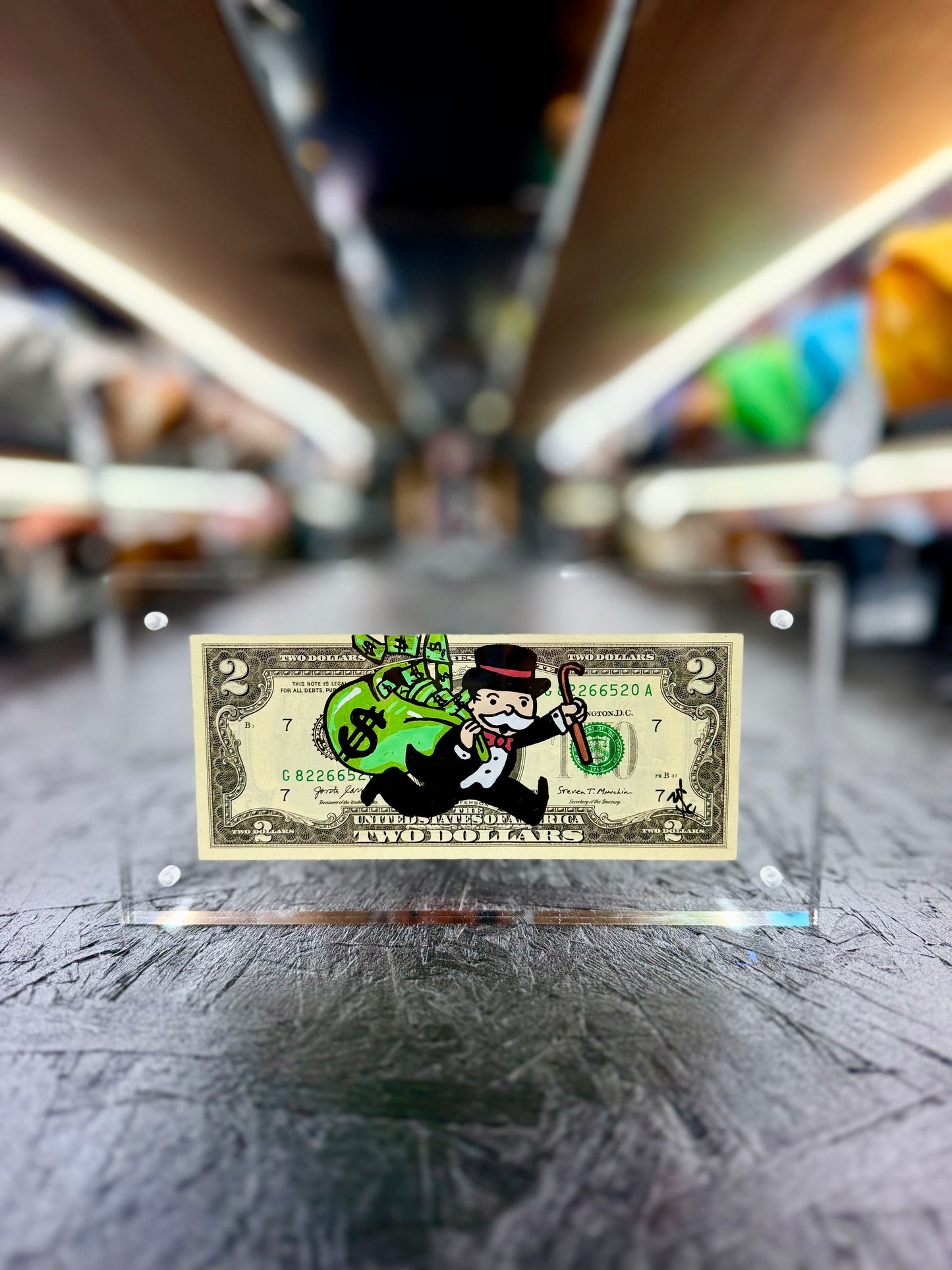 Mr Monopoly $2 Dollar Bill Art 32.7