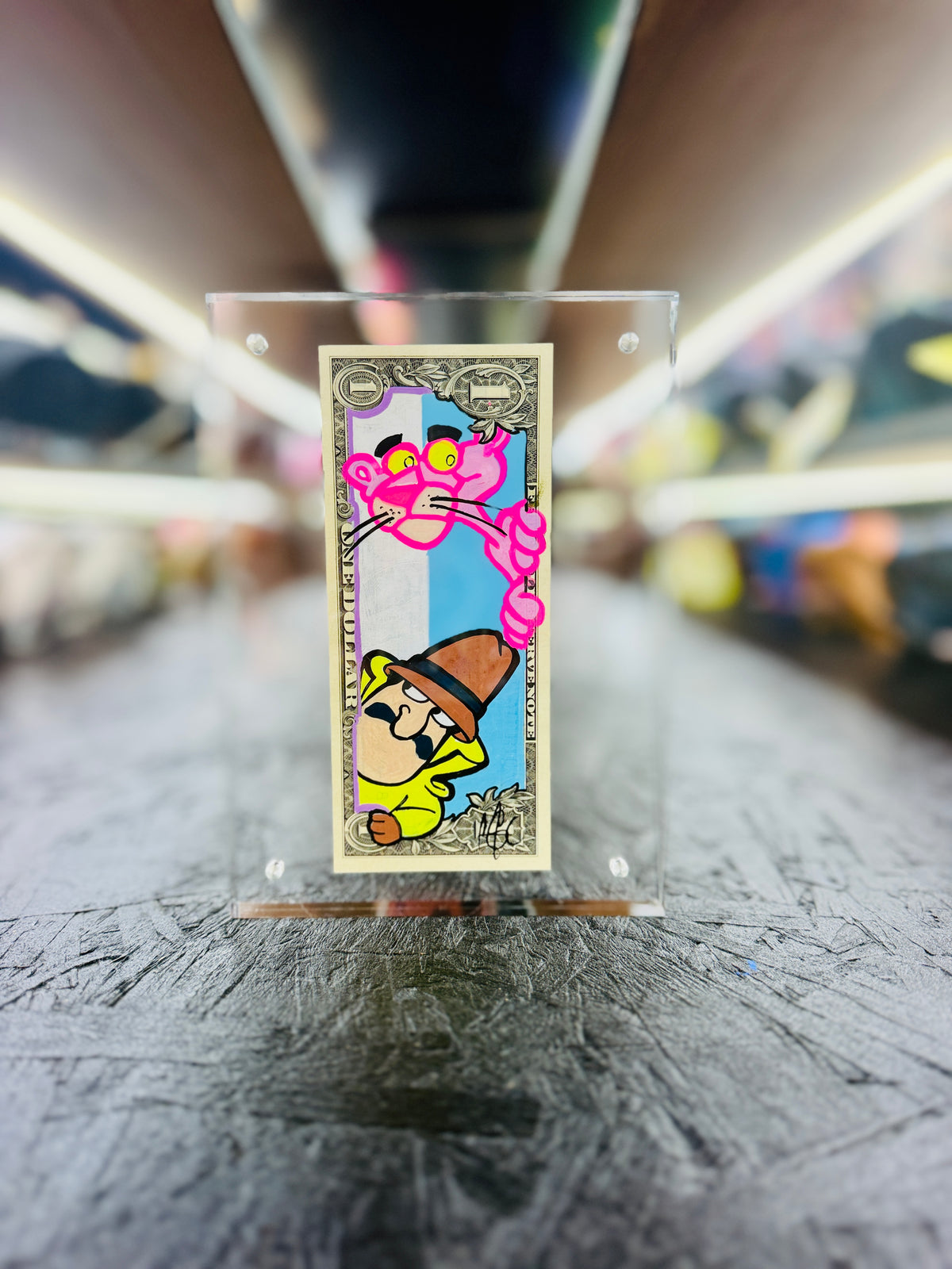 Pink Panther & Inspector Clouseau $1 Dollar Bill Art 11.7