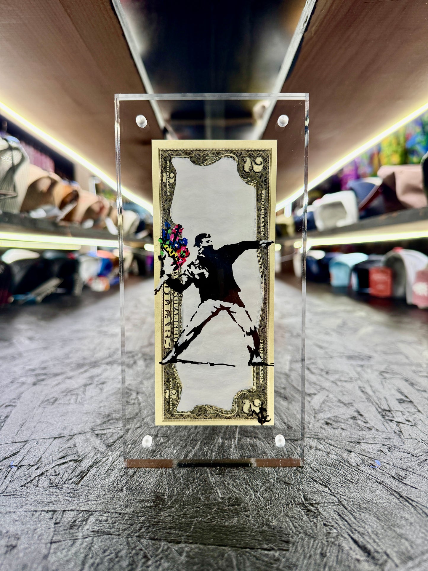 Flower Thrower $2 Dollar Bill Art
