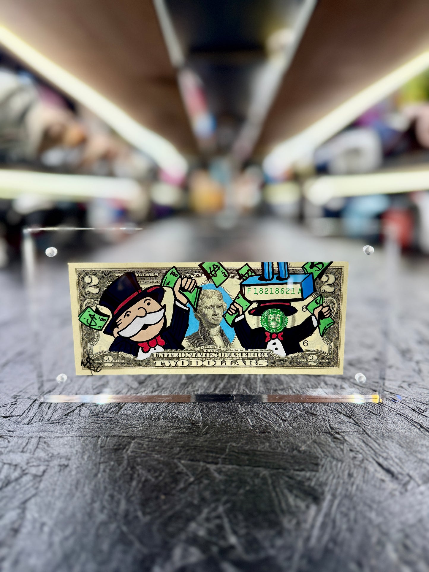 Mr Monopoly $2 Dollar Bill Art 12.4