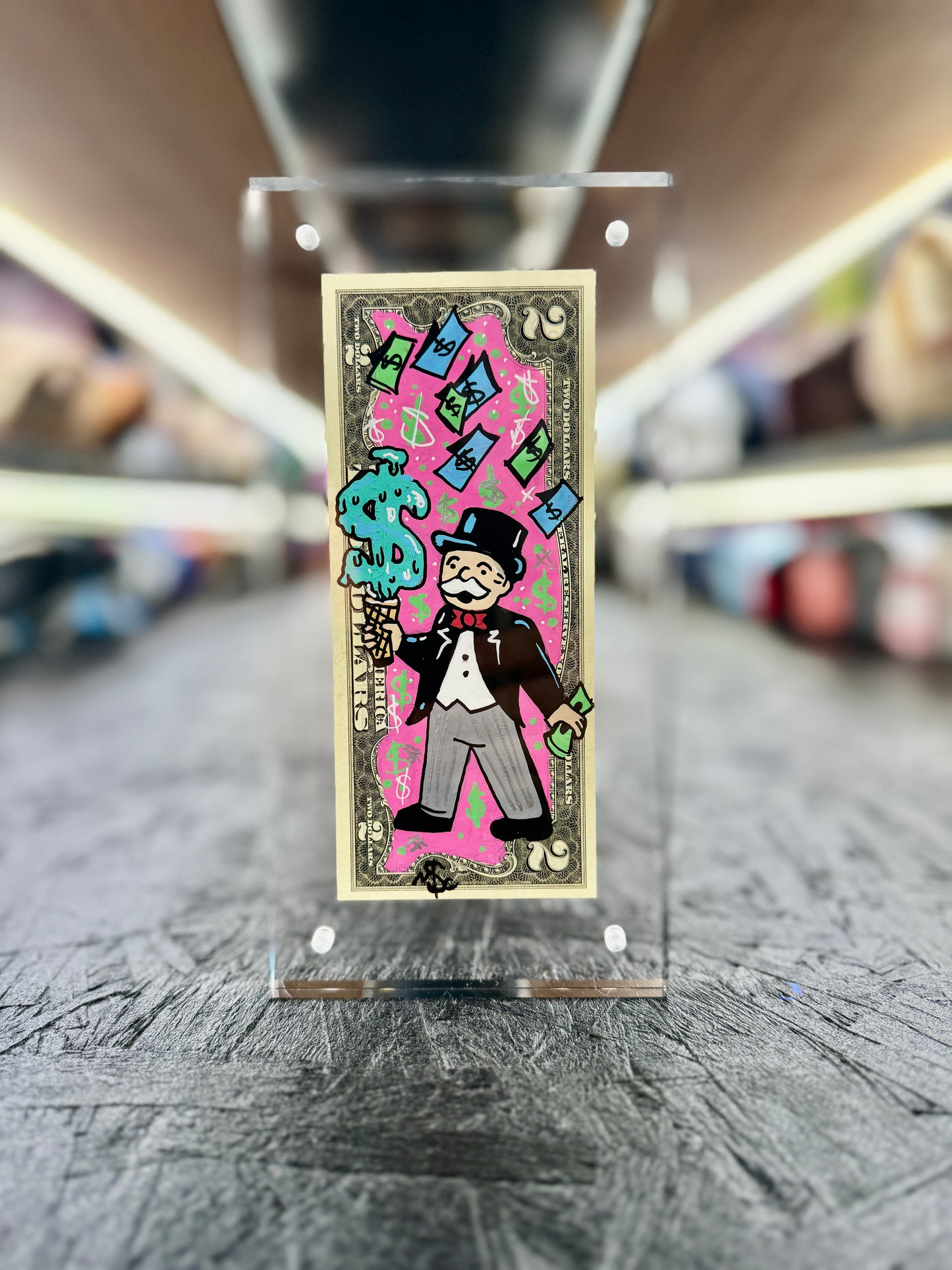 Mr Monopoly $2 Dollar Bill Art 12.8