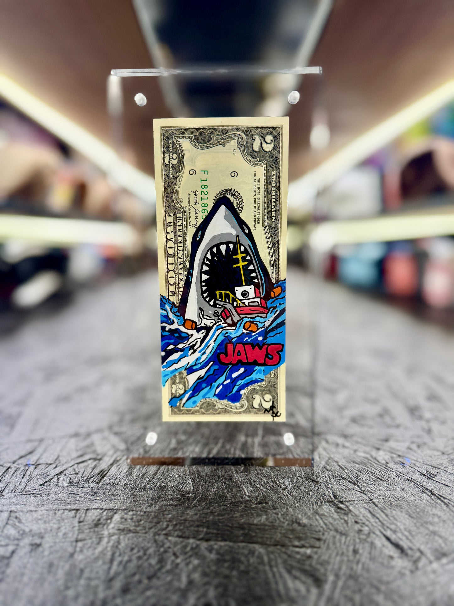 Jaws $2 Dollar Bill Art 5.0