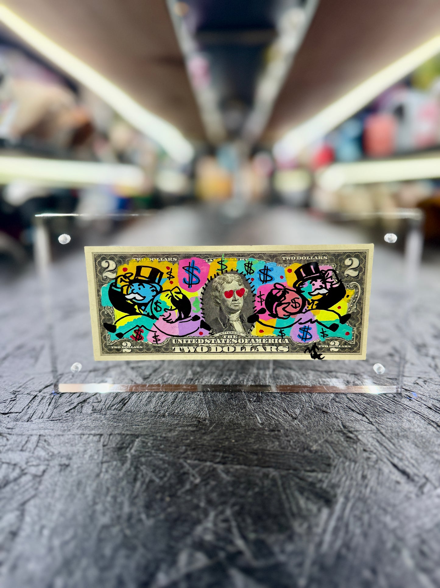 Mr Monopoly $2 Dollar Bill Art 13.6