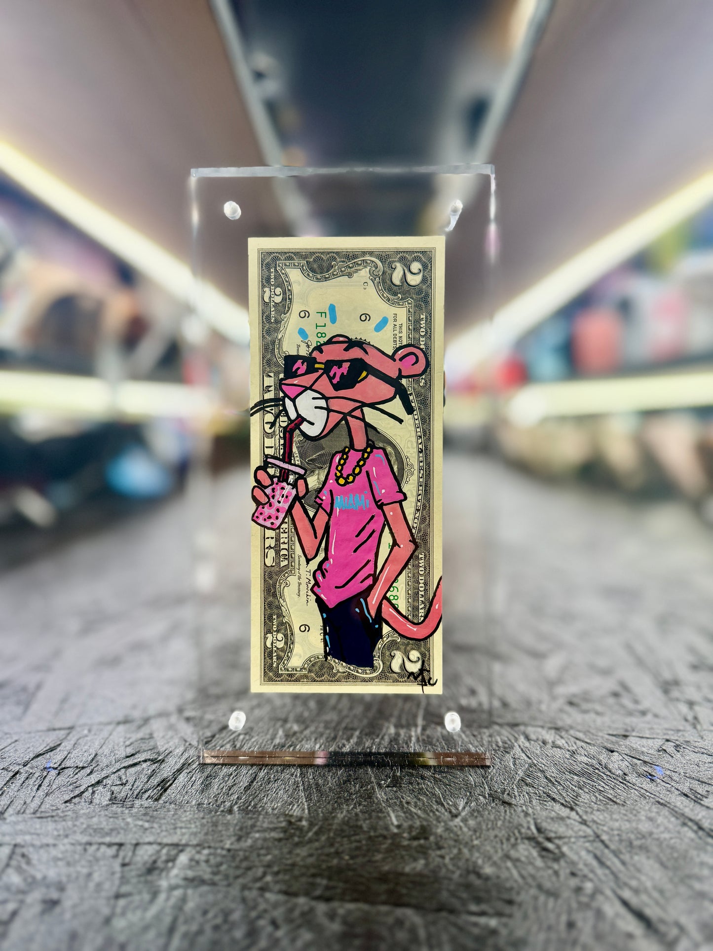 Pink Panther $2 Dollar Bill Art 7.0