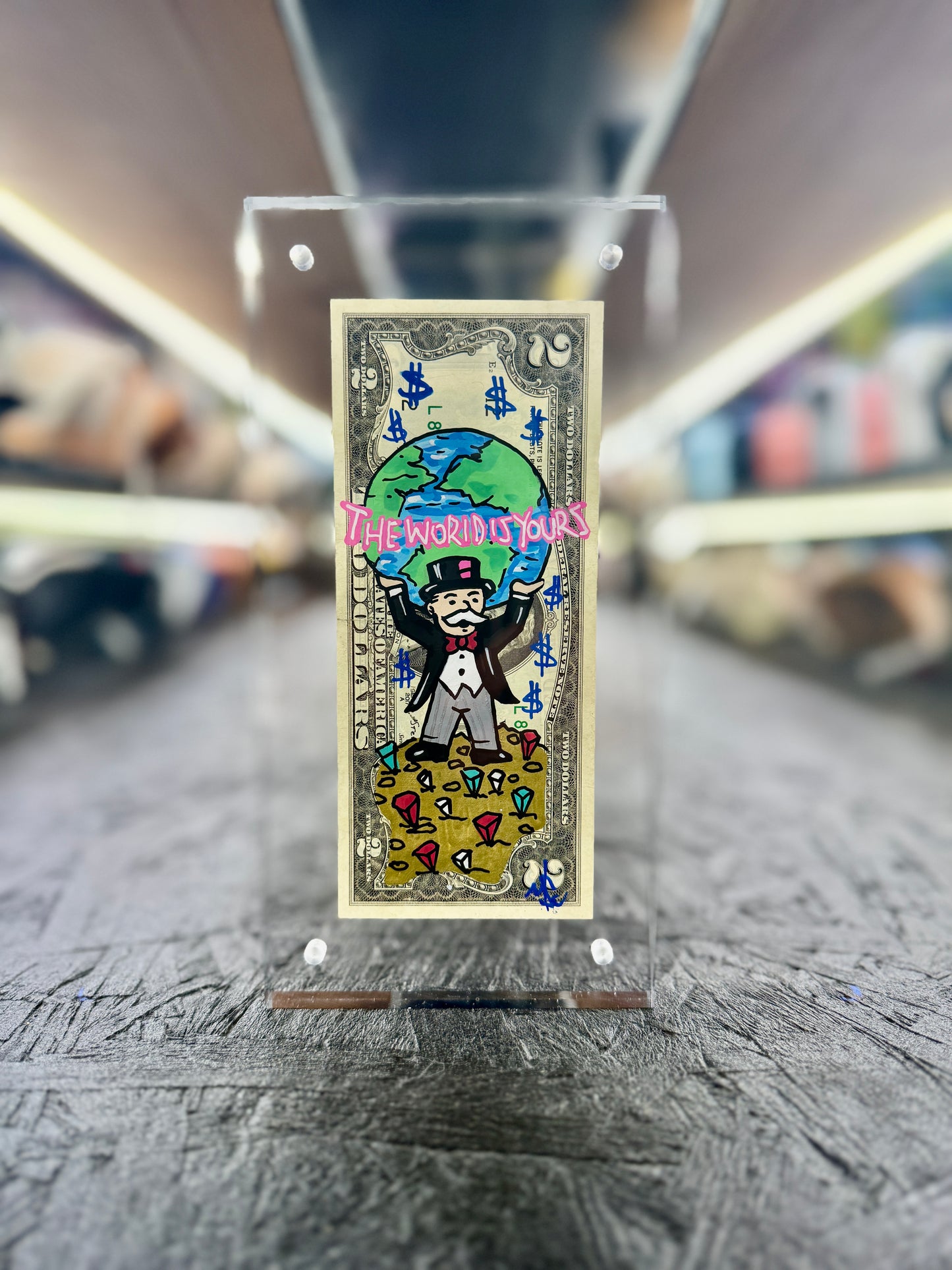 Mr Monopoly $2 Dollar Bill Art 15.4