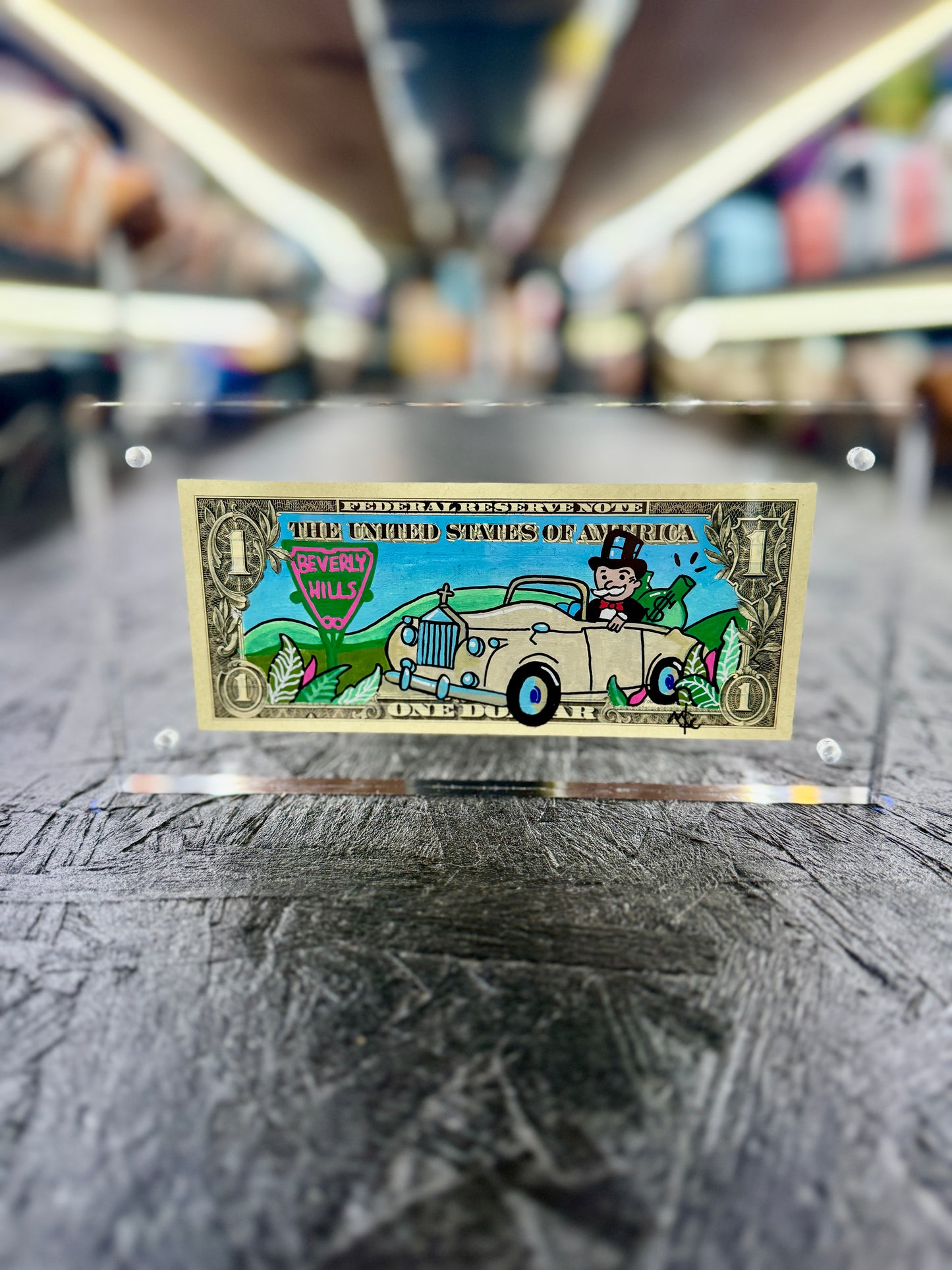 Mr Monopoly $1 Dollar Bill Art 15.9