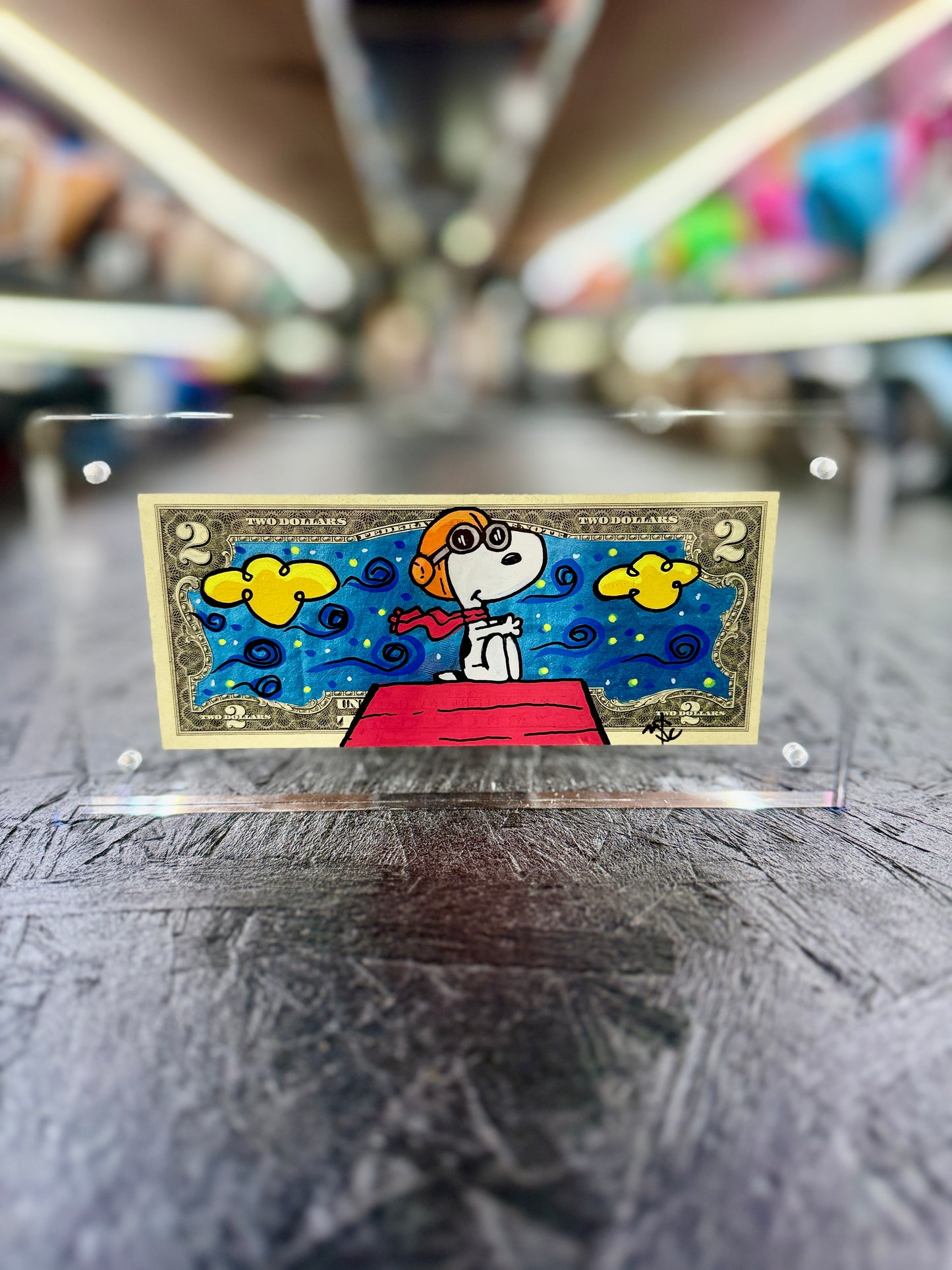 Snoopy $2 Dollar Bill Art 12.6