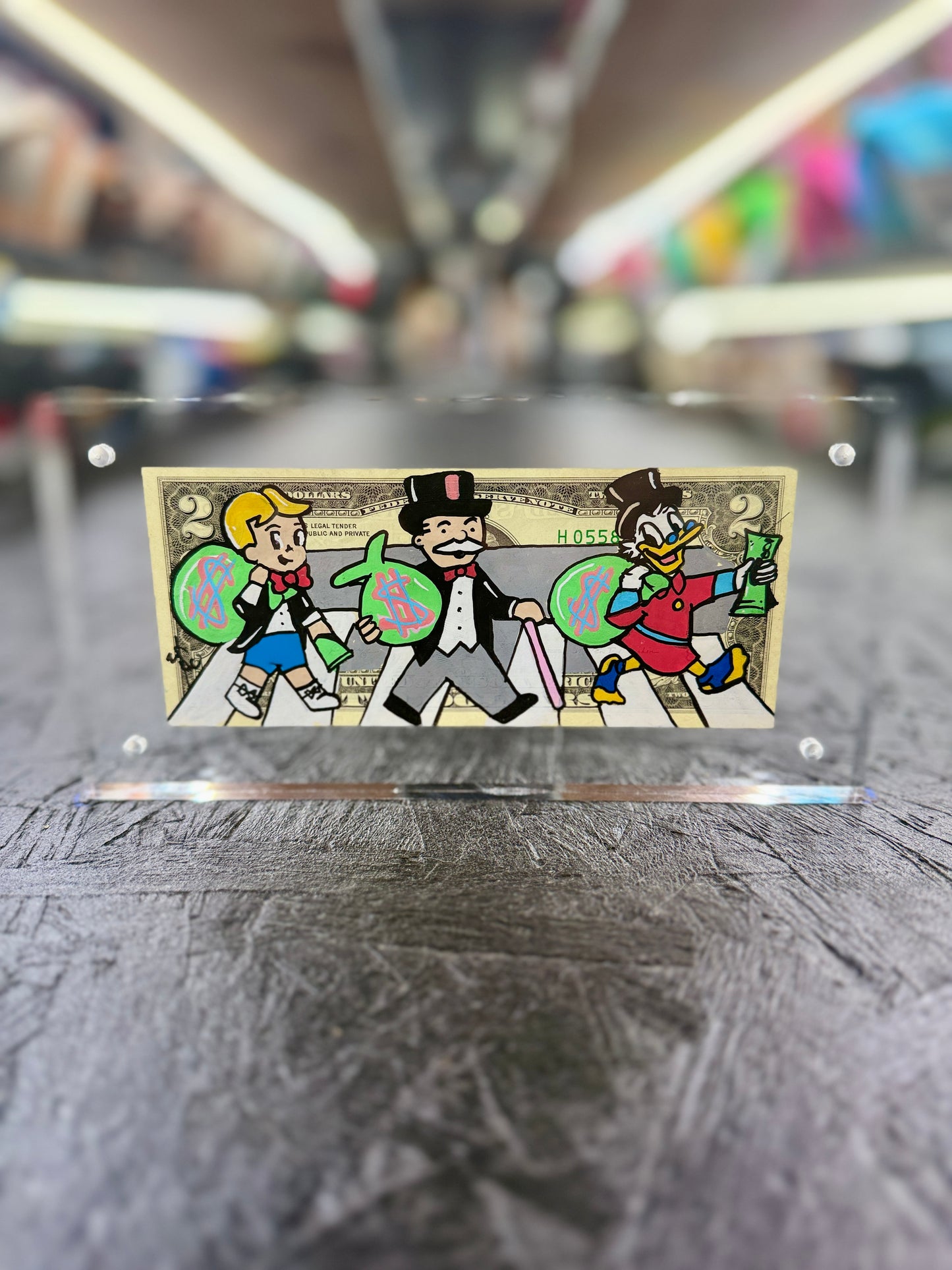 Mr Monopoly $2 Dollar Bill Art 18.2