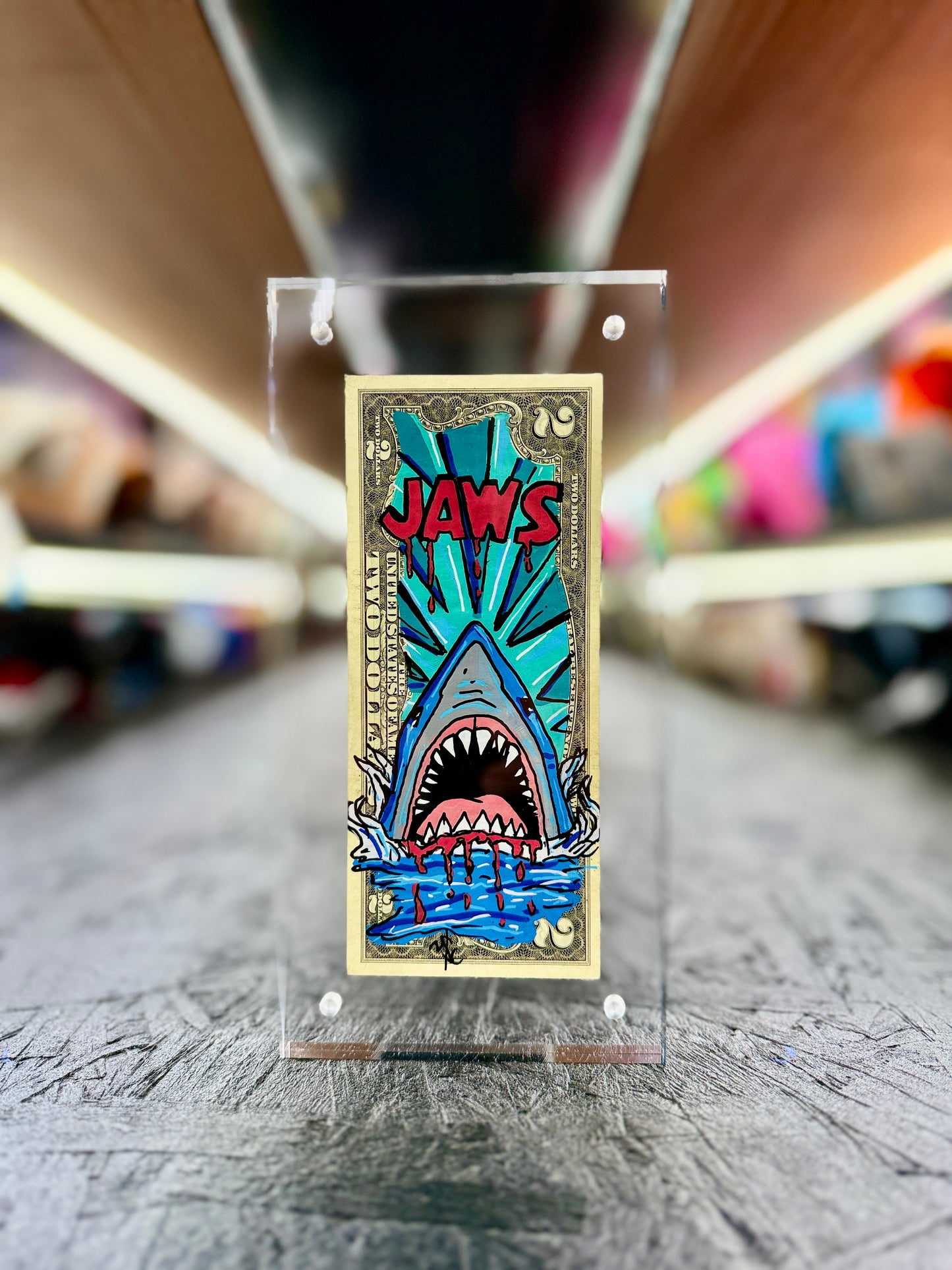Jaws $2 Dollar Bill Art 10.5