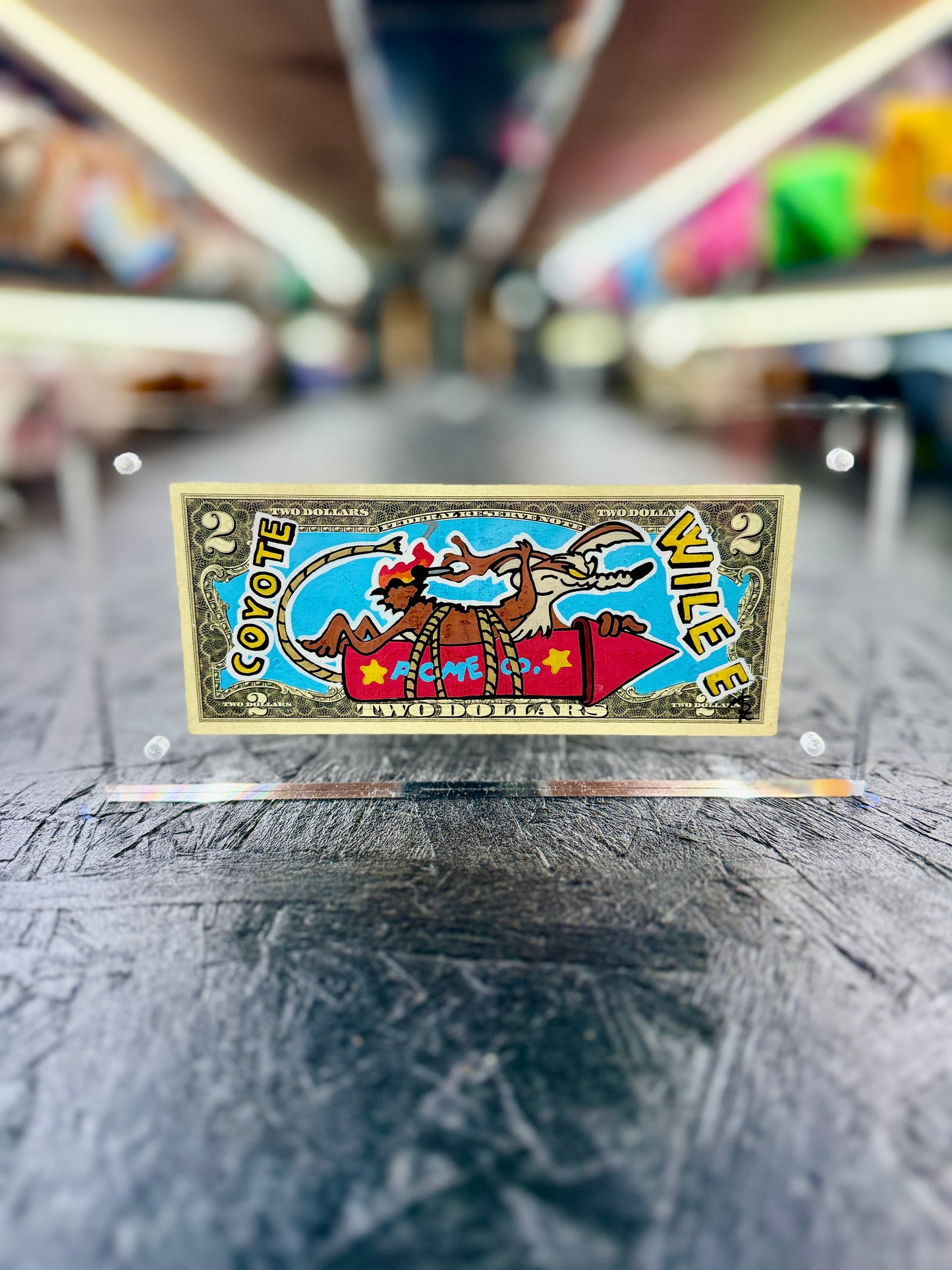 Willie E Coyote $2 Dollar Bill Art 7.0