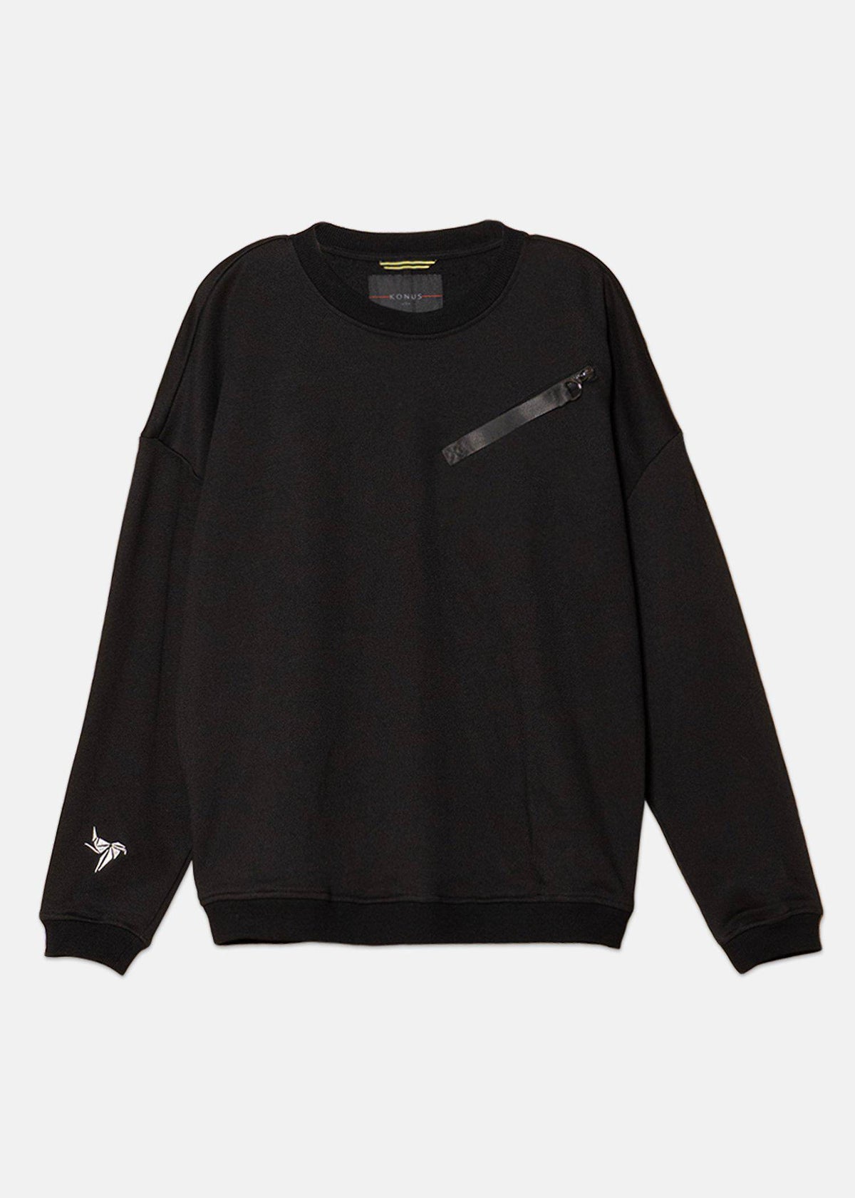 Konus Men's Zipper Chest Pocket Sweatshirt in Black - Shop Cool Tricks