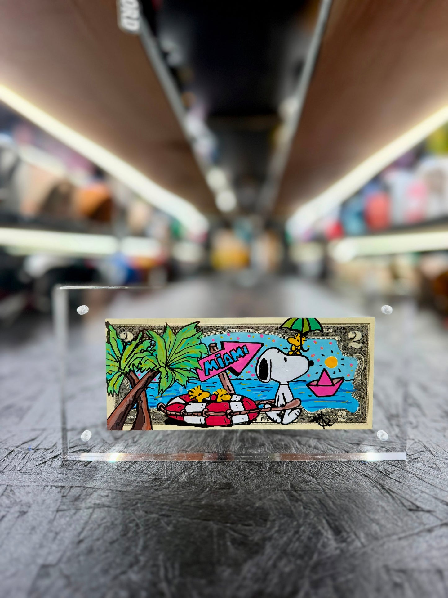 Snoopy Joe Cool $2 Dollar Bill Art 11.0