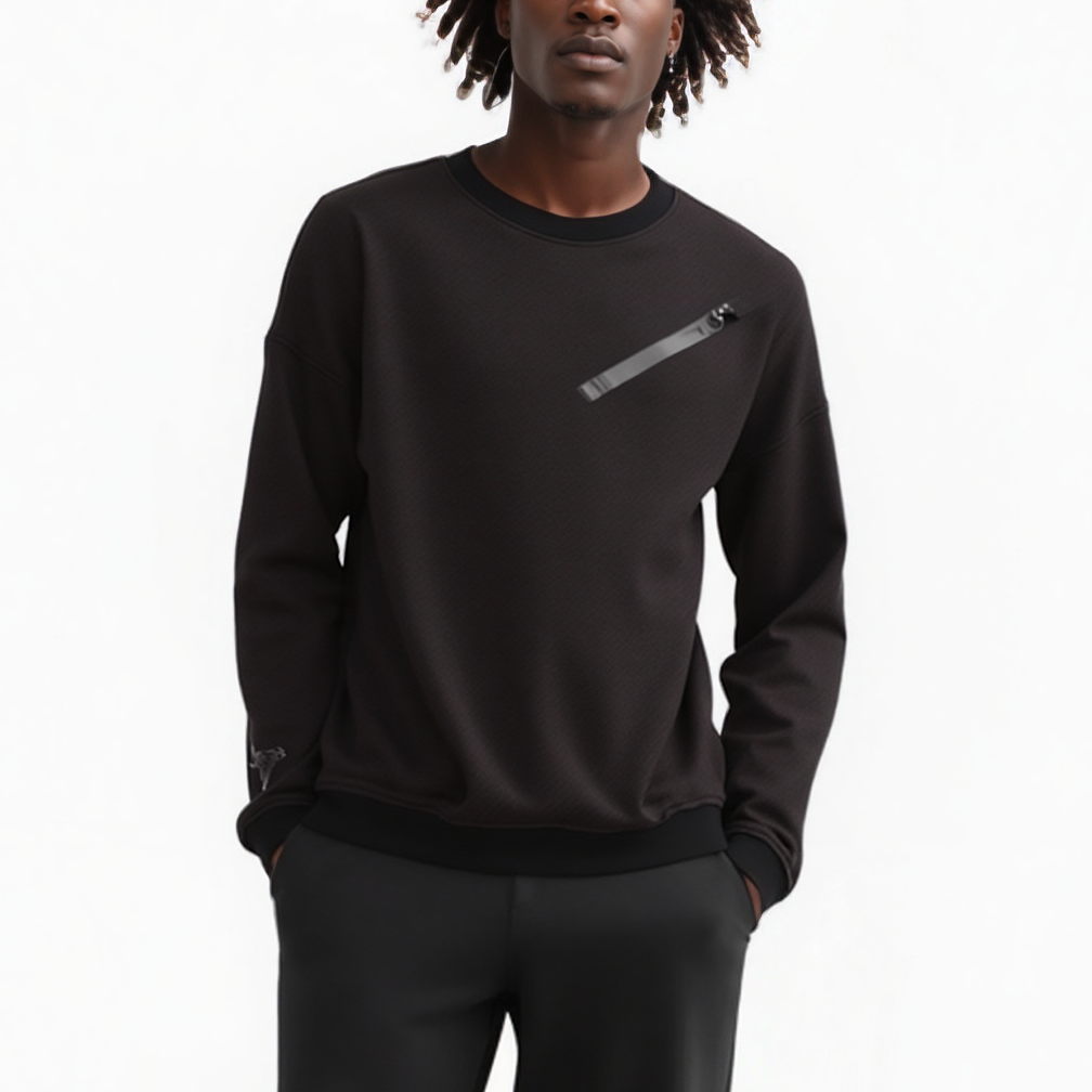 Konus Men's Zipper Chest Pocket Sweatshirt in Black - Shop Cool Tricks