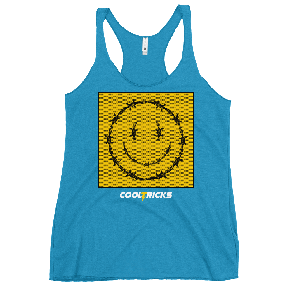 HAPPY BARBED WIRE Racerback Tank