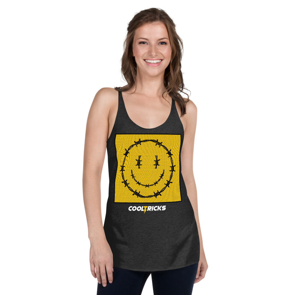 HAPPY BARBED WIRE Racerback Tank