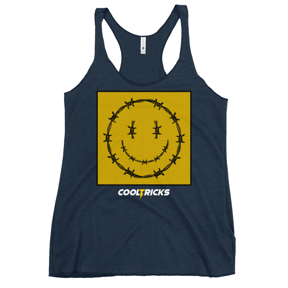 HAPPY BARBED WIRE Racerback Tank