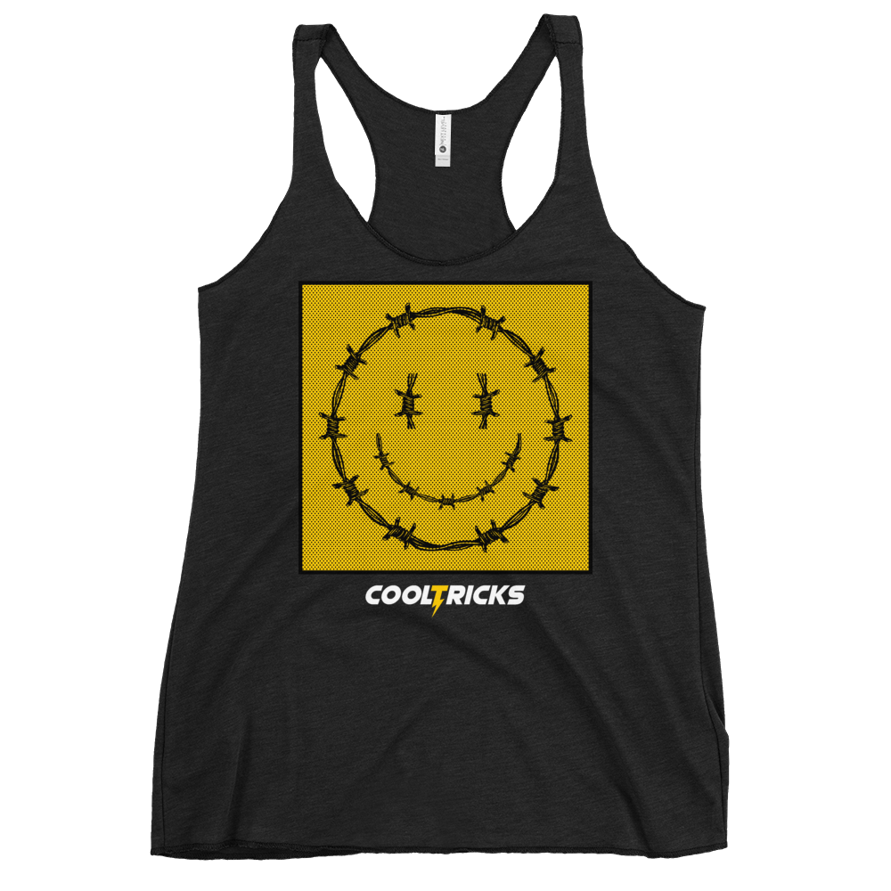 HAPPY BARBED WIRE Racerback Tank