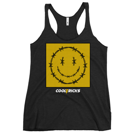 HAPPY BARBED WIRE Racerback Tank