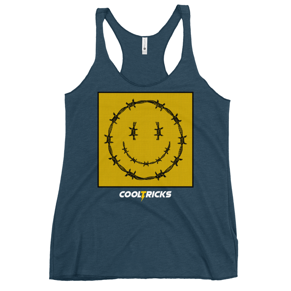 HAPPY BARBED WIRE Racerback Tank