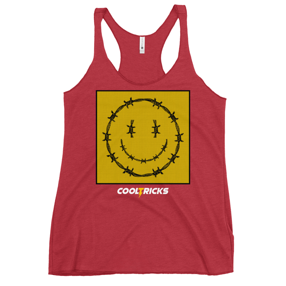HAPPY BARBED WIRE Racerback Tank