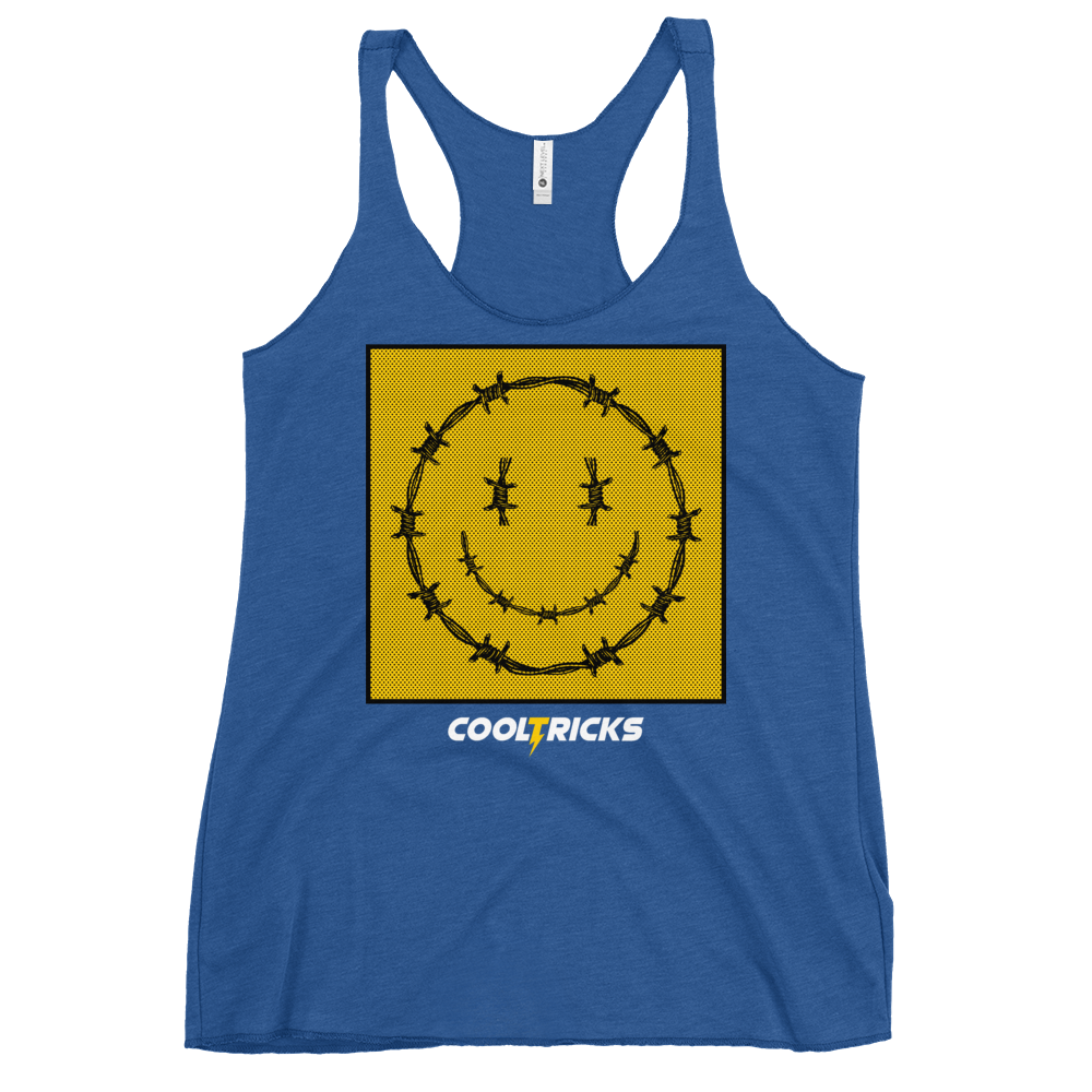 HAPPY BARBED WIRE Racerback Tank