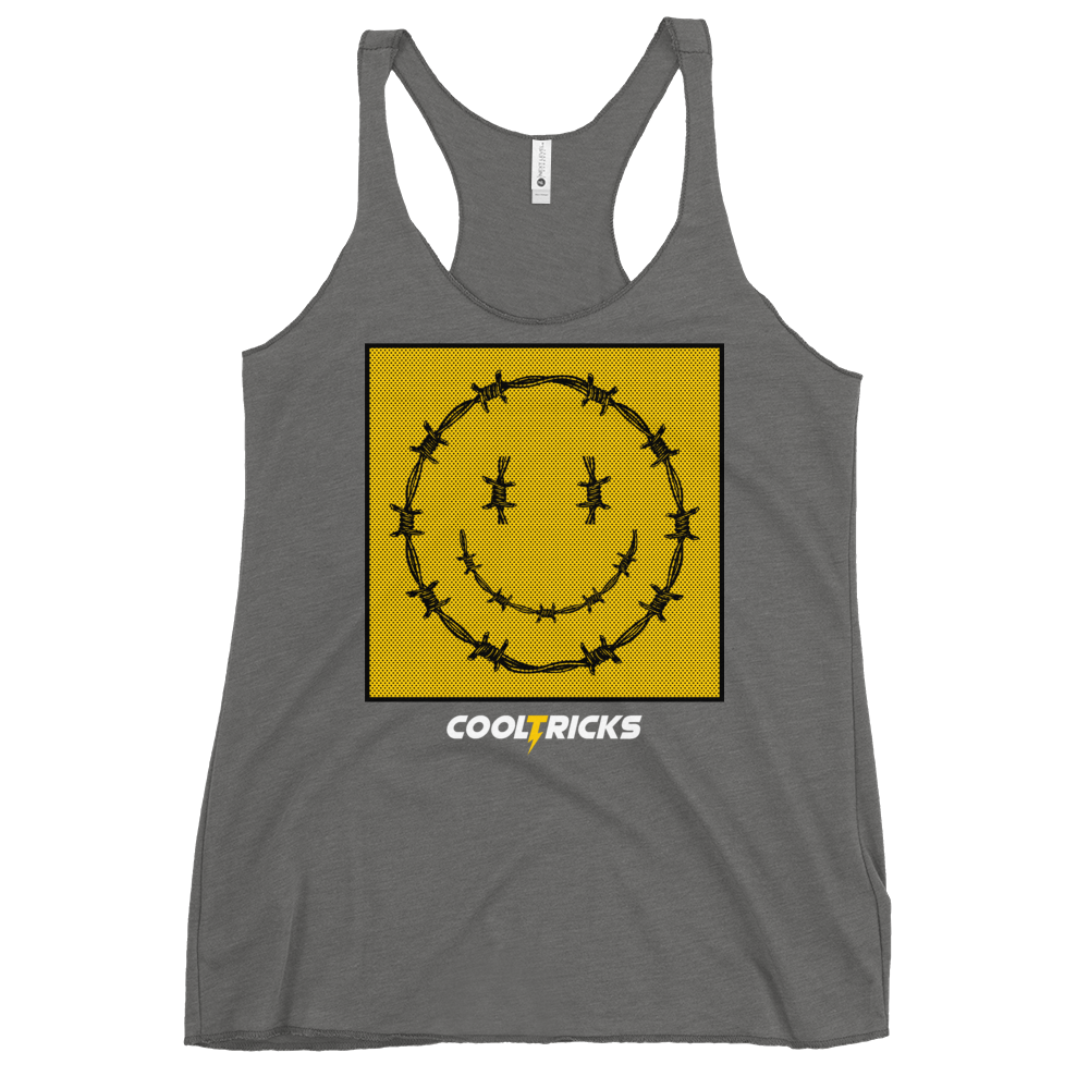 HAPPY BARBED WIRE Racerback Tank