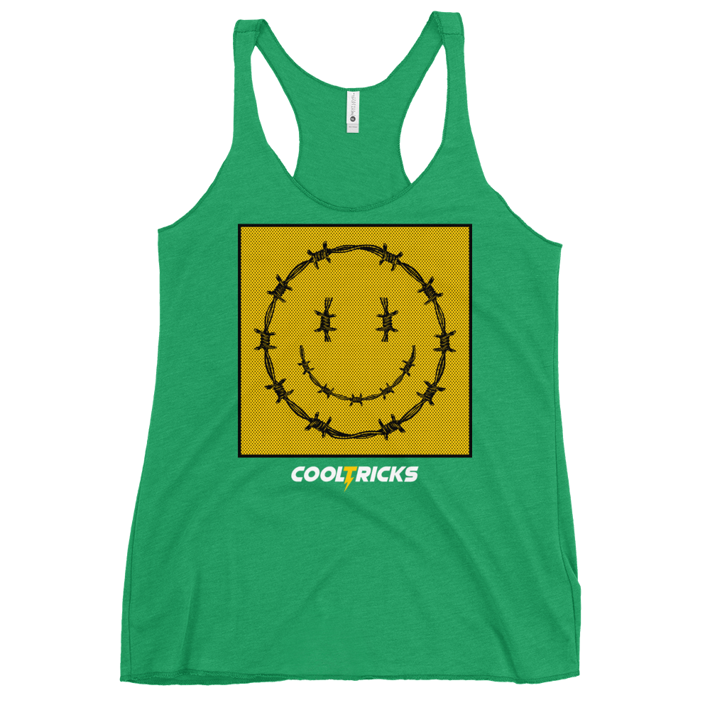 HAPPY BARBED WIRE Racerback Tank