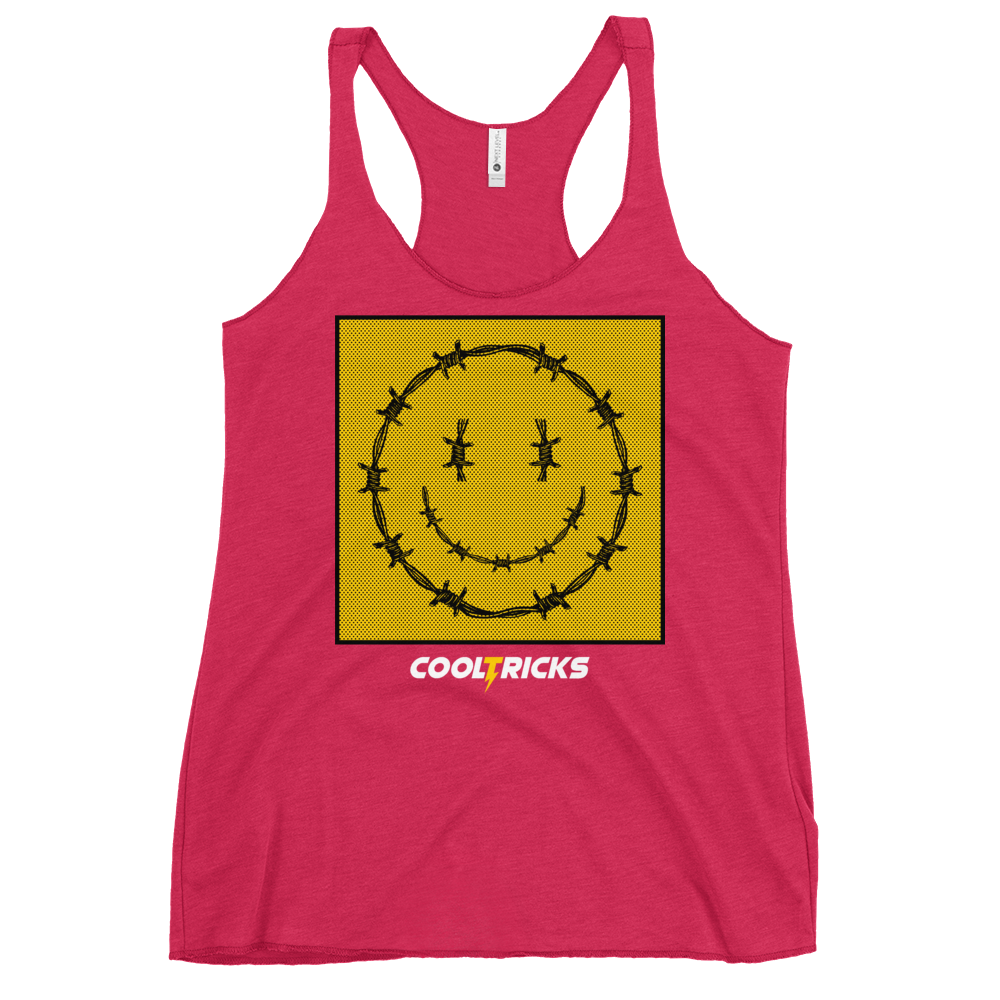 HAPPY BARBED WIRE Racerback Tank