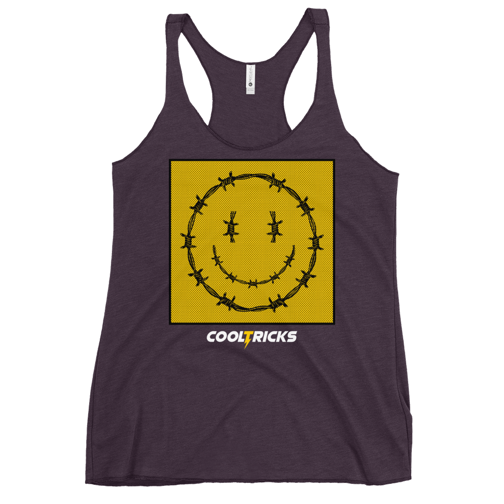 HAPPY BARBED WIRE Racerback Tank