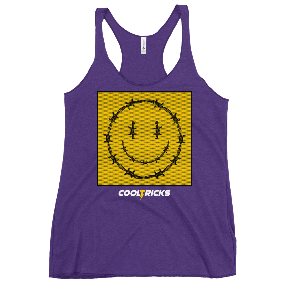 HAPPY BARBED WIRE Racerback Tank