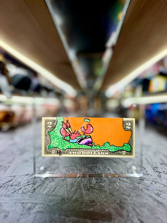 Spongebob (Mr Krabs) $2 Dollar Bill Art 8.0