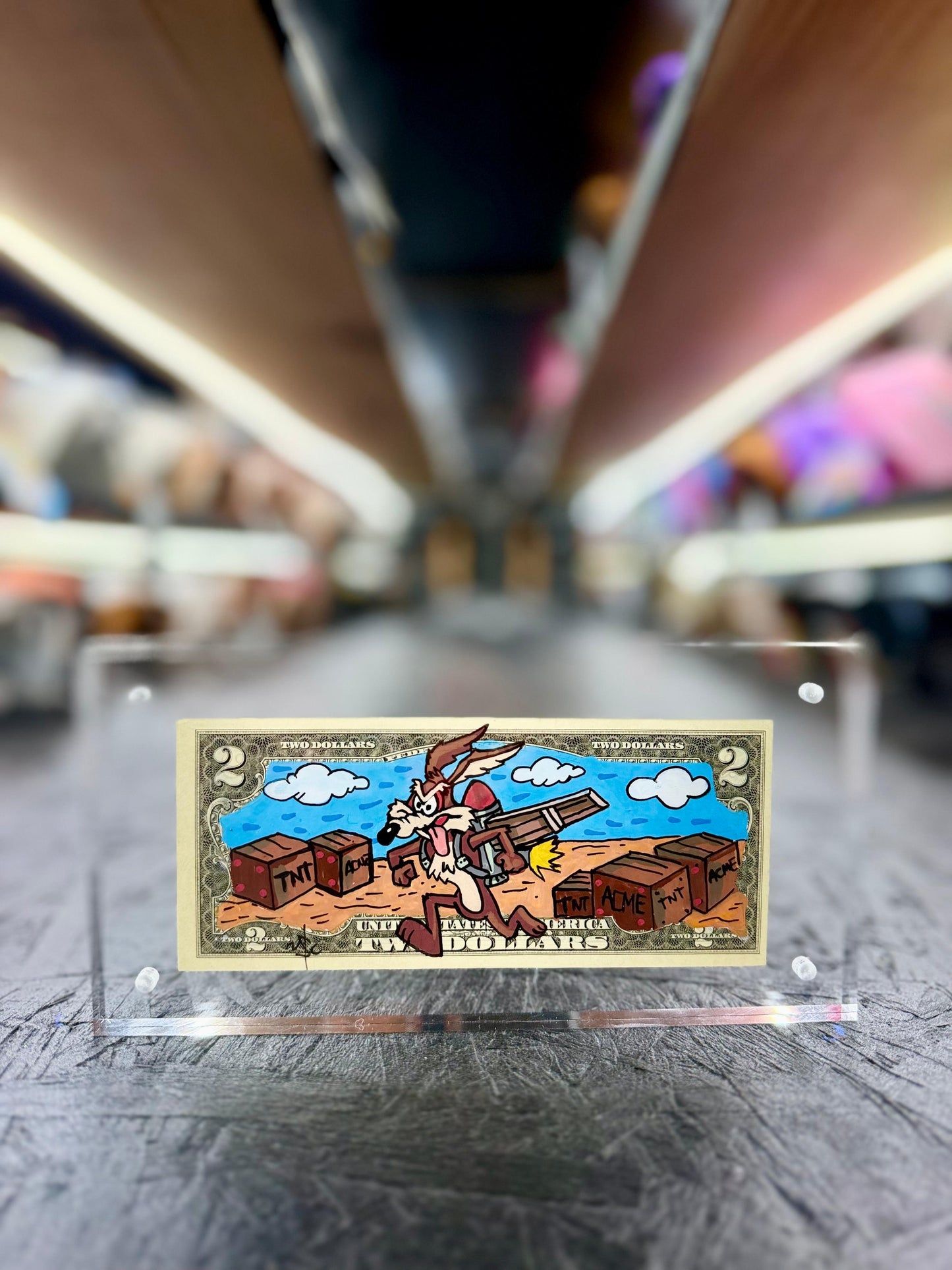 Willie E Coyote $2 Dollar Bill Art 10.3