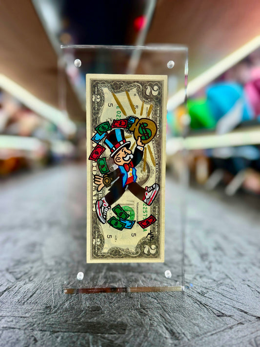 Mr Monopoly $2 Dollar Bill Art 20.7