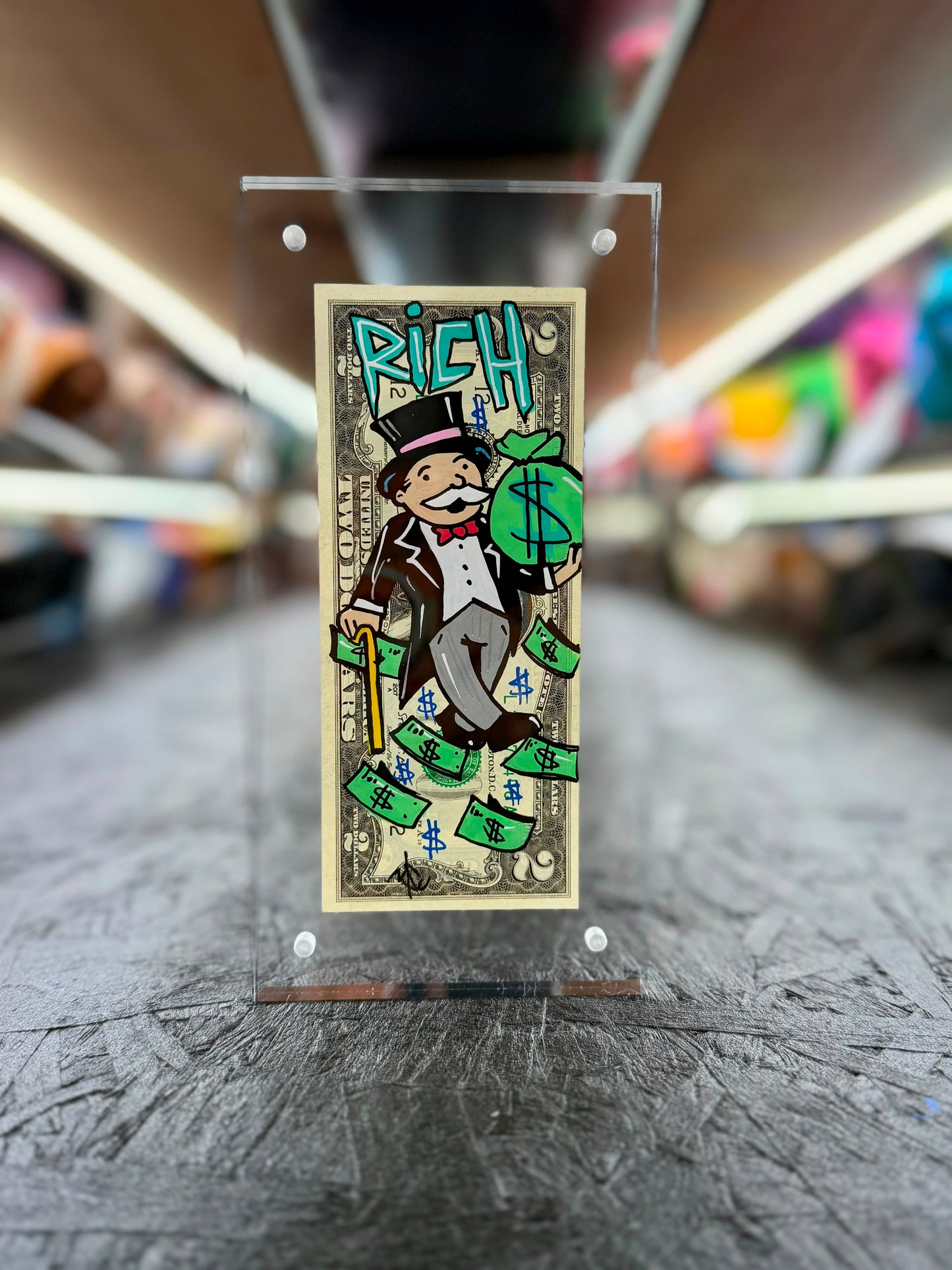 Mr Monopoly $2 Dollar Bill Art 17.2